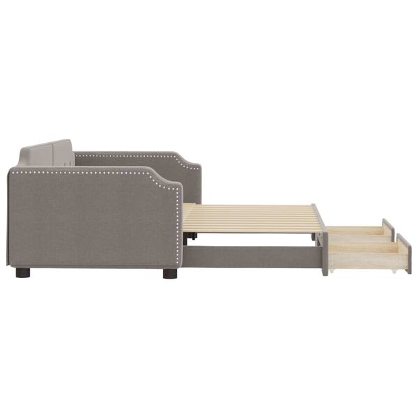 vidaXL Καναπές Κρεβάτι Συρόμενος Taupe 100x200εκ. Υφασμάτινος Συρτάρια