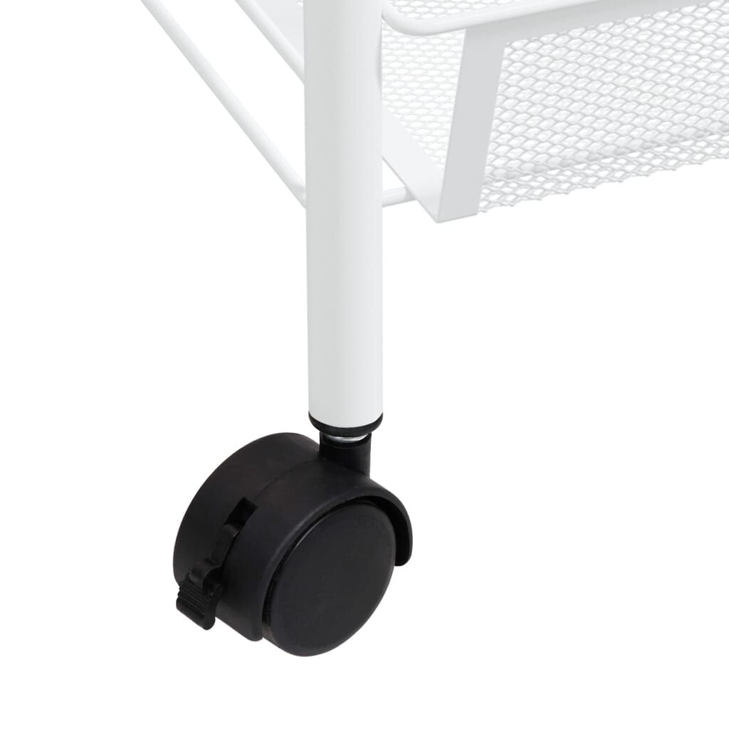 vidaXL Τρόλεϊ Κουζίνας 3 Επιπέδων Λευκό 46 x 26 x 64 εκ. Σιδερένιο