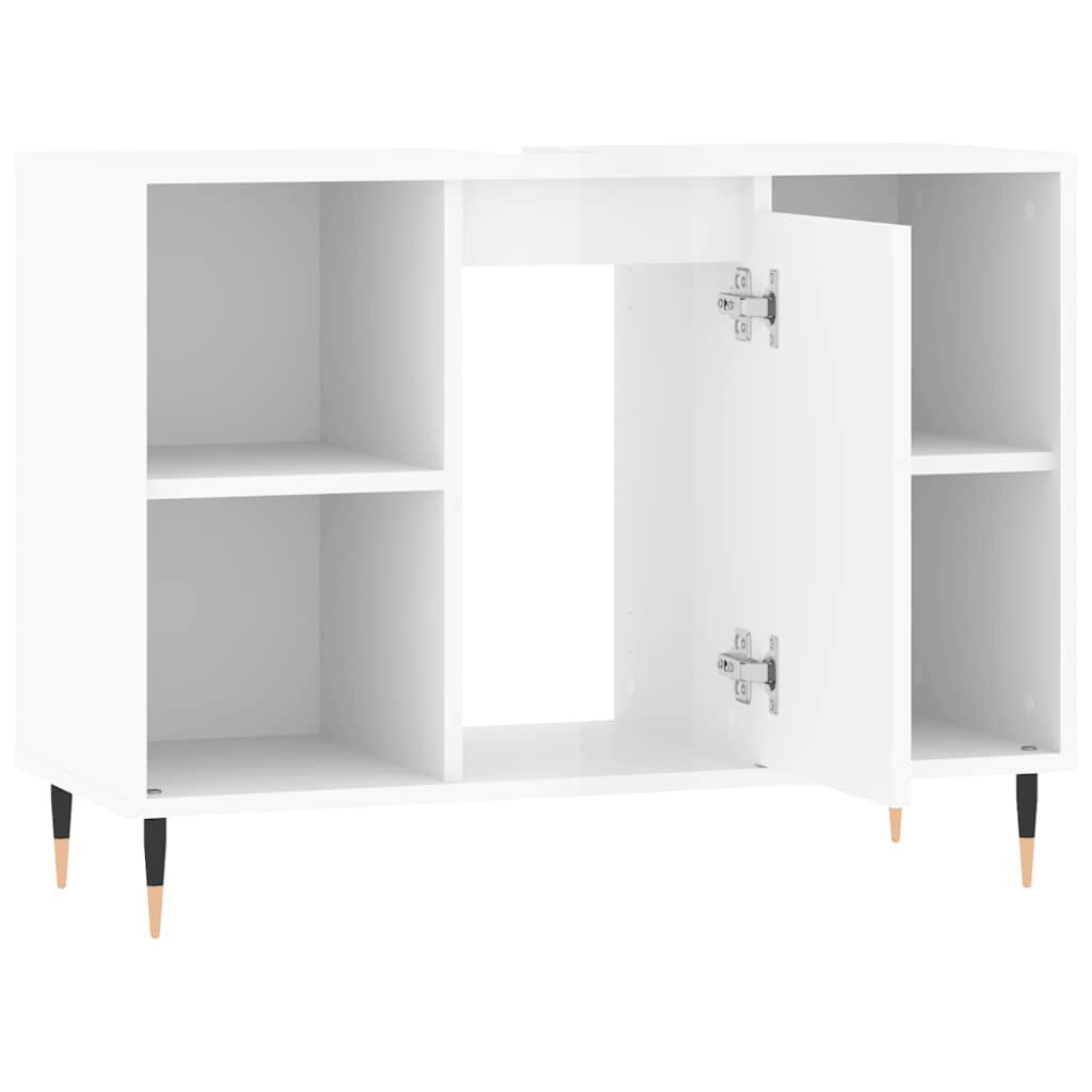 vidaXL Ντουλάπι Μπάνιου Γυαλ. Λευκό 80 x 33 x 60 εκ. από Επεξεργ. Ξύλο