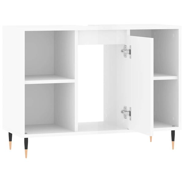 vidaXL Ντουλάπι Μπάνιου Γυαλ. Λευκό 80 x 33 x 60 εκ. από Επεξεργ. Ξύλο