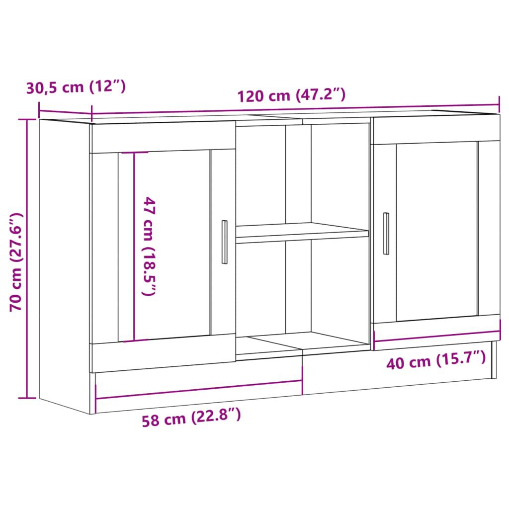 vidaXL Μπουφές Όψη Παλαιού Ξύλου 120x30,5x70 εκ. Επεξεργασμένο Ξύλο