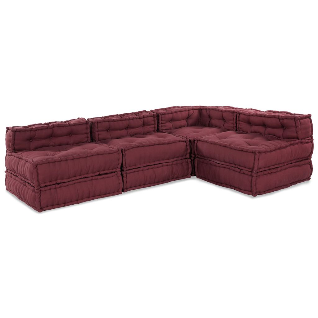 vidaXL Modular Pouffes 4 τεμάχια Μπορντό Ύφασμα