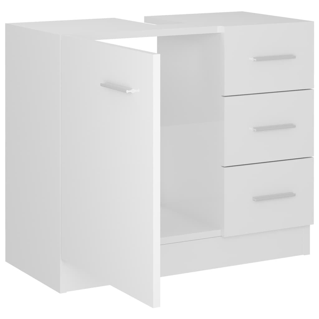 vidaXL Ντουλάπι Νιπτήρα Γυαλιστερό Λευκό 63x30x54 εκ. Επεξ. Ξύλο