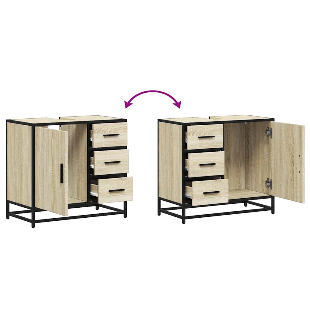 vidaXL Ντουλάπι Νιπτήρα Μπάνιου Sonoma Δρυς 65x33x60 εκ. Επεξ. Ξύλο