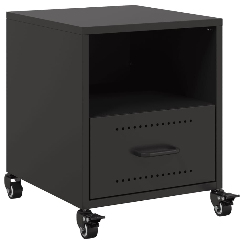 vidaXL Κομοδίνο Μαύρο 36x39x43,5 εκ. από Χάλυβα