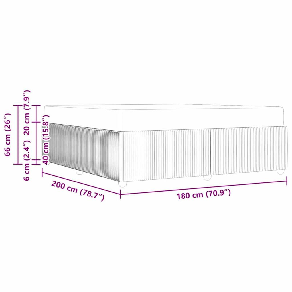 vidaXL Σκελετός Κρεβατιού Άλλο Μαύρο 180 x 200 cm ύφασμα