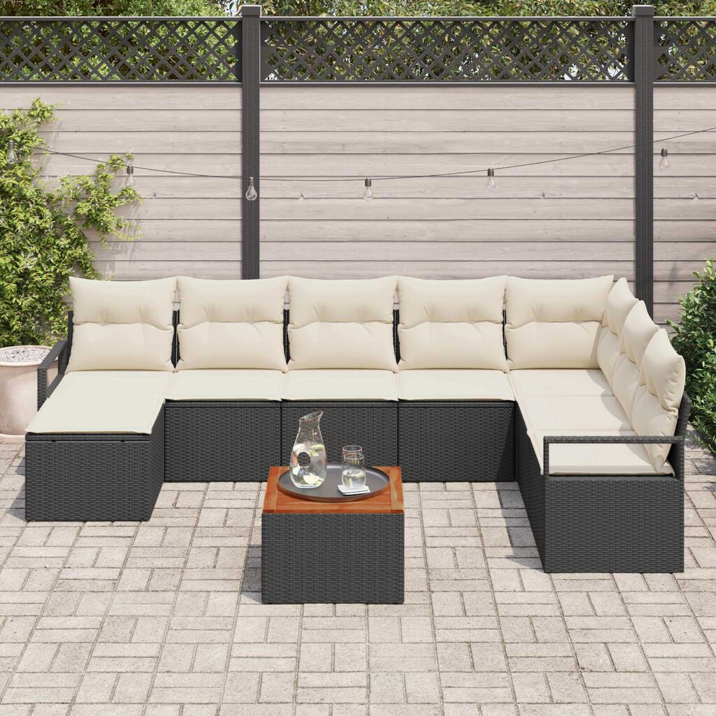 vidaXL Σετ Καναπέ Κήπου 9 pcs Μαύρος, λευκός