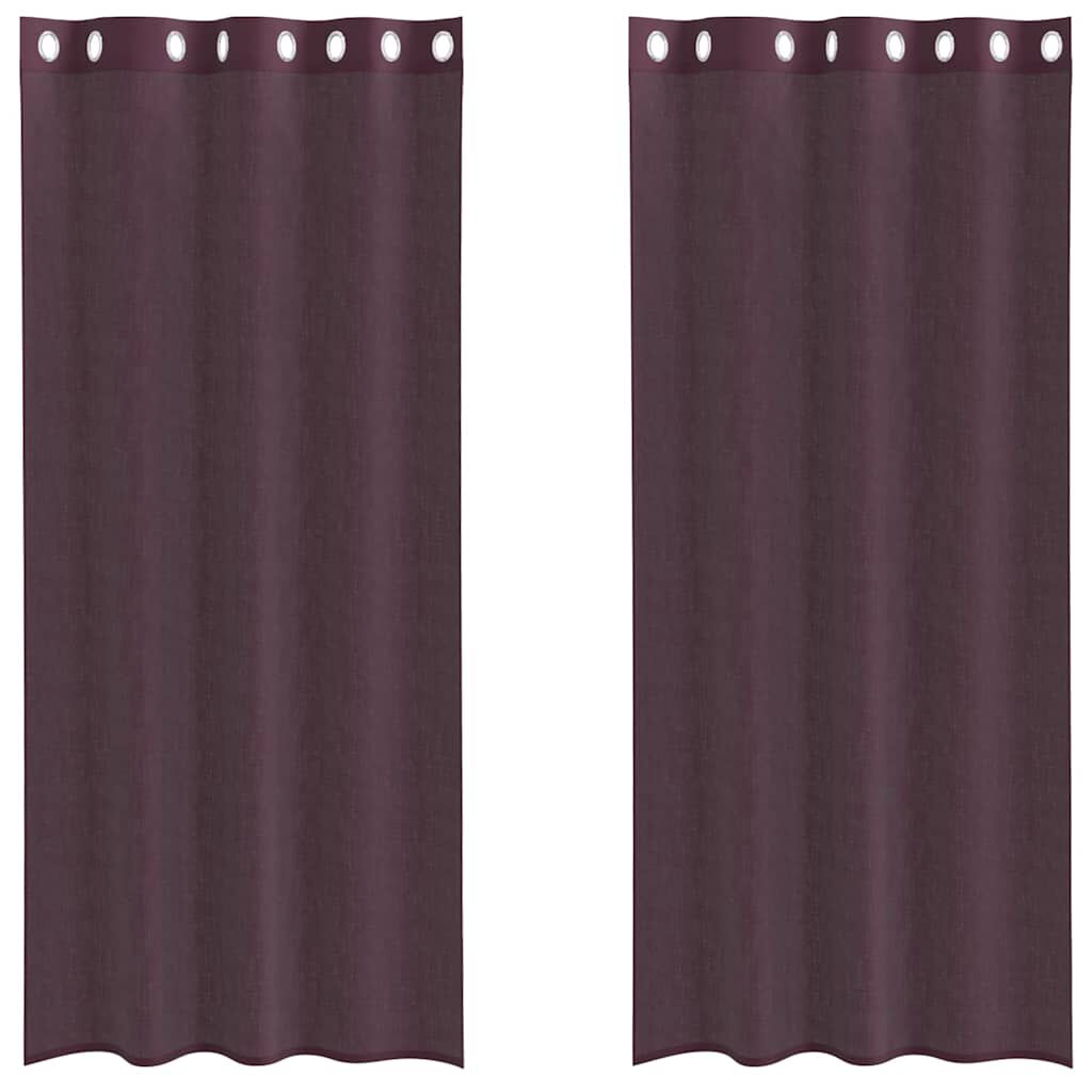 vidaXL Κουρτίνες Voile με ροδέλες 2 τεμάχια Μοβ 140x225 εκ.