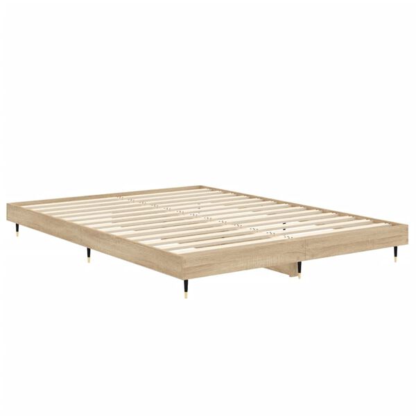 vidaXL Πλαίσιο Κρεβατιού Sonoma Δρυς 135x190 εκ. Επεξεργασμένο Ξύλο