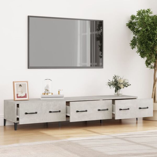 vidaXL Έπιπλο Τηλεόρασης Γκρι Σκυροδέματος 150x34,5x30 εκ. Επεξ. Ξύλο