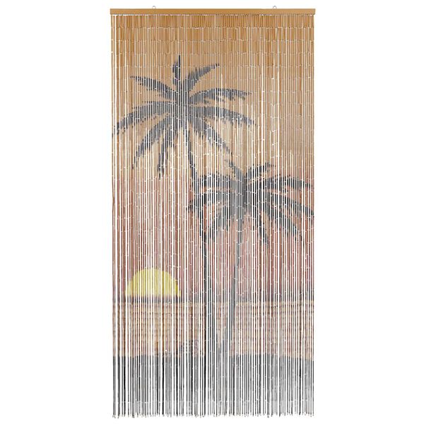 vidaXL Έντομο κουρτίνα πόρτας Palm Tree Print 100x220 cm Μπαμπού