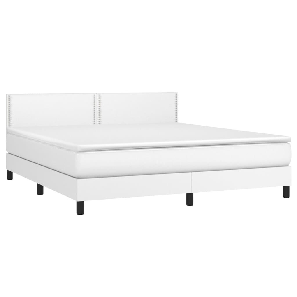 vidaXL Κρεβάτι Boxspring με Στρώμα Λευκό 160x200εκ.από Συνθετικό Δέρμα