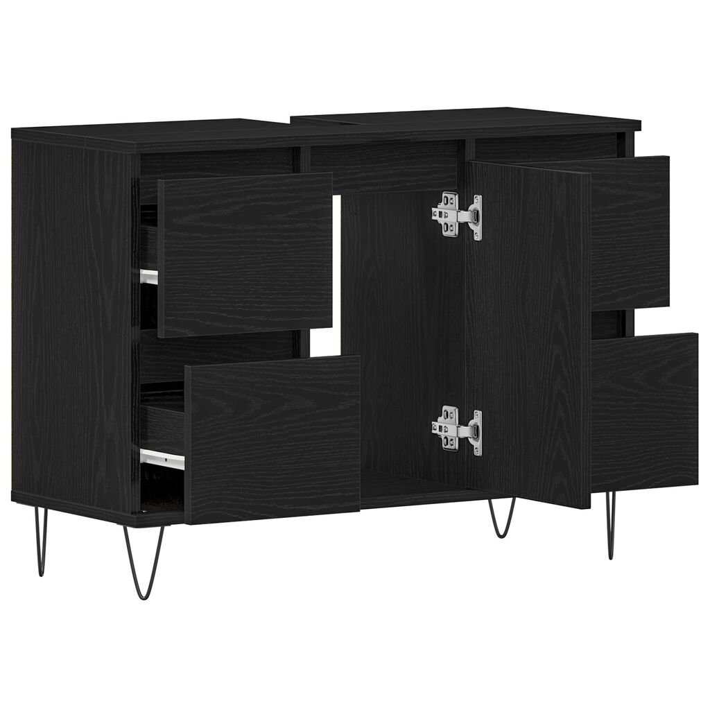 vidaXL Ντουλάπι Μπάνιου Μαύρη Δρυς 80x33x60 εκ Επεξεργασμένο Ξύλο