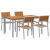 vidaXL Σέτ φαγητού για κήπο 5 pcs Γκρι και καφέ 150 x 90 x 75 cm
