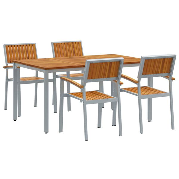 vidaXL Σέτ φαγητού για κήπο 5 pcs Γκρι και καφέ 150 x 90 x 75 cm