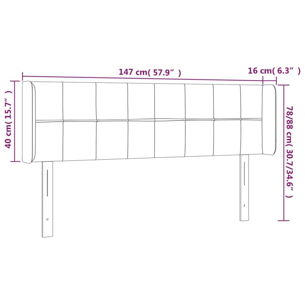 vidaXL Κεφαλάρι Κρεβατιού LED Σκούρο Καφέ 147x16x78/88 εκ. Υφασμάτινο