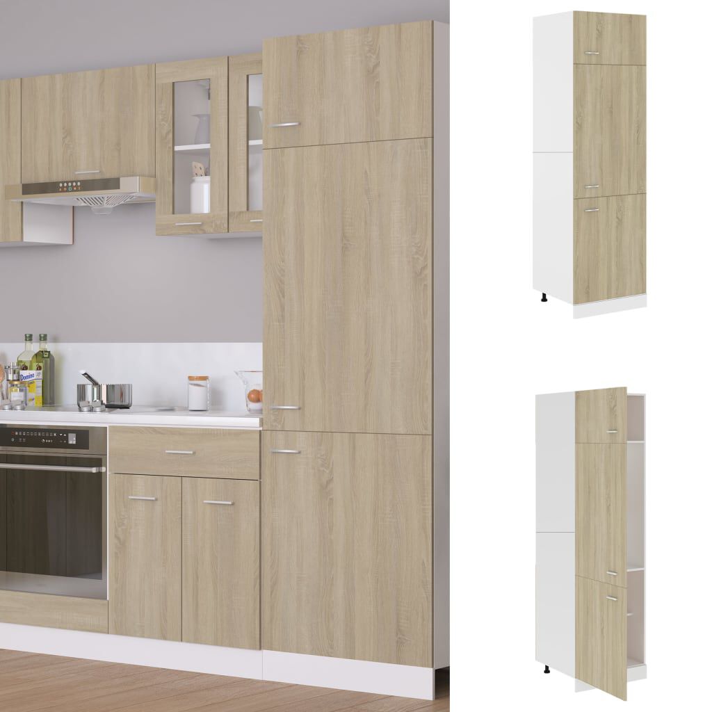 vidaXL Ντουλάπι Ψυγείου Sonoma Δρυς 60x57x207 εκ. Επεξ. Ξύλο