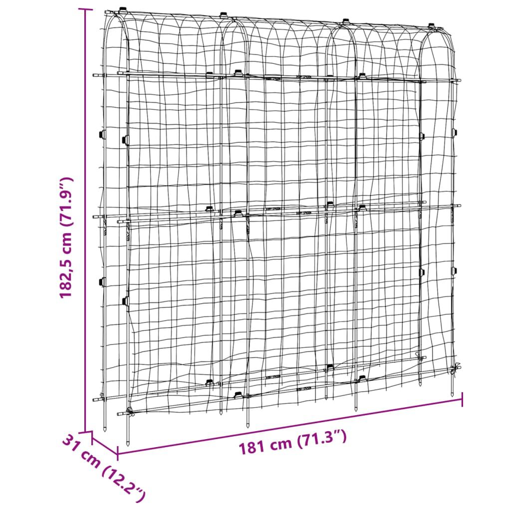 vidaXL Καφασωτό Κήπου Αναρ. Φυτά Πλαίσιο U 181x31x182,5 εκ. Ατσάλι