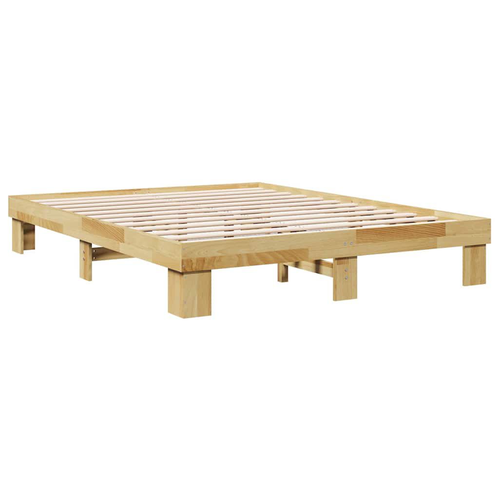vidaXL Πλαίσιο κρεβατιού χωρίς στρώμα 135x190 cm μασίφ ξύλο δρυς