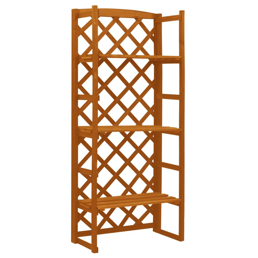 vidaXL Βάση Φυτών με Καφασωτό Πορτοκαλί 60x30x140 εκ Μασίφ Ξύλο Ελάτης