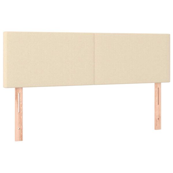 vidaXL Οθωμανικό κρεβάτι με στρώμα & LEDs Cream 140x200 cm Ύφασμα