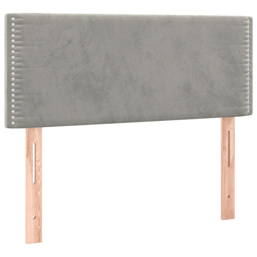 vidaXL Κρεβάτι Boxspring με Στρώμα & LED Αν.Γκρι 90x200 εκ. Βελούδινο