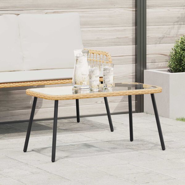 vidaXL Τραπεζάκι καφέ Φυσικό 90x45x42 εκ Πολυ ράτανα