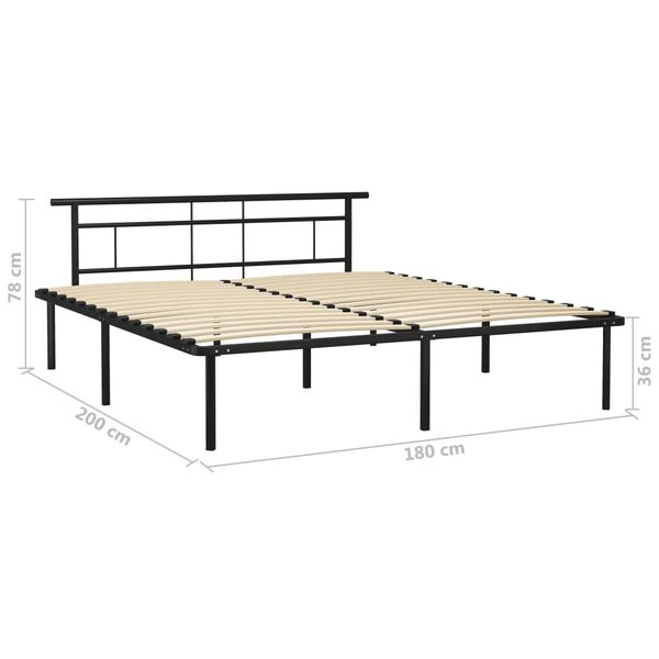 vidaXL Πλαίσιο Κρεβατιού Μαύρο 180 x 200 εκ. Μεταλλικό