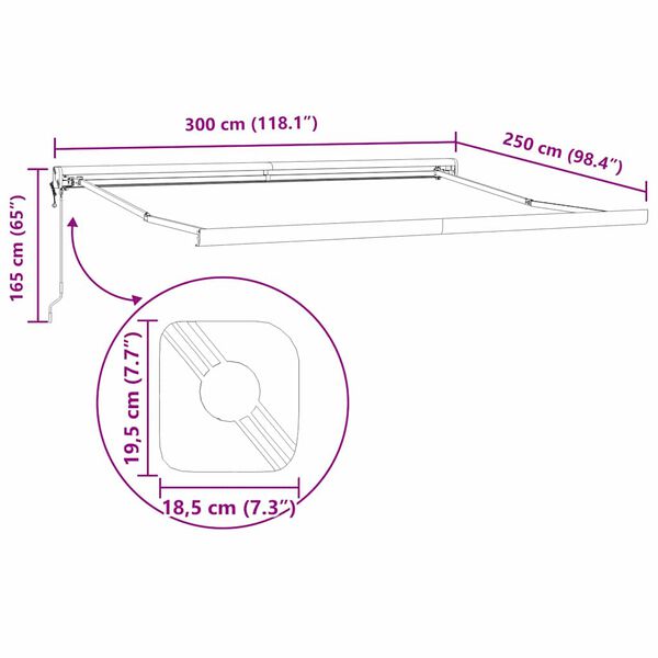 vidaXL Σκηνίτσα Αναδιπλούμενη Λευκό 300 x 250 εκ Ύφασμα, Μέταλλο