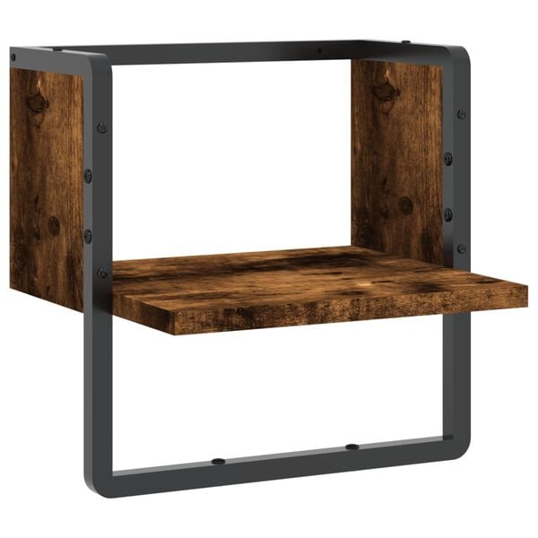 vidaXL Ράφι Τοίχου με Μπάρα Καπνιστή Δρυς 30 x 25 x 30 εκ.
