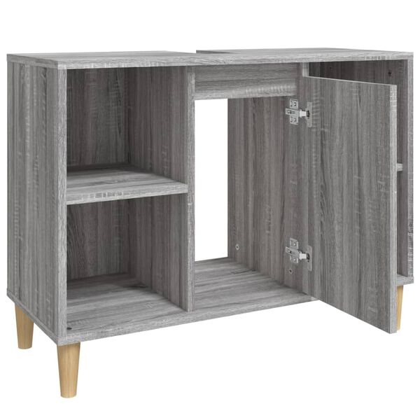 vidaXL Ντουλάπι Νιπτήρα Γκρι Sonoma 80 x 33 x 60εκ. Επεξεργασμένο Ξύλο