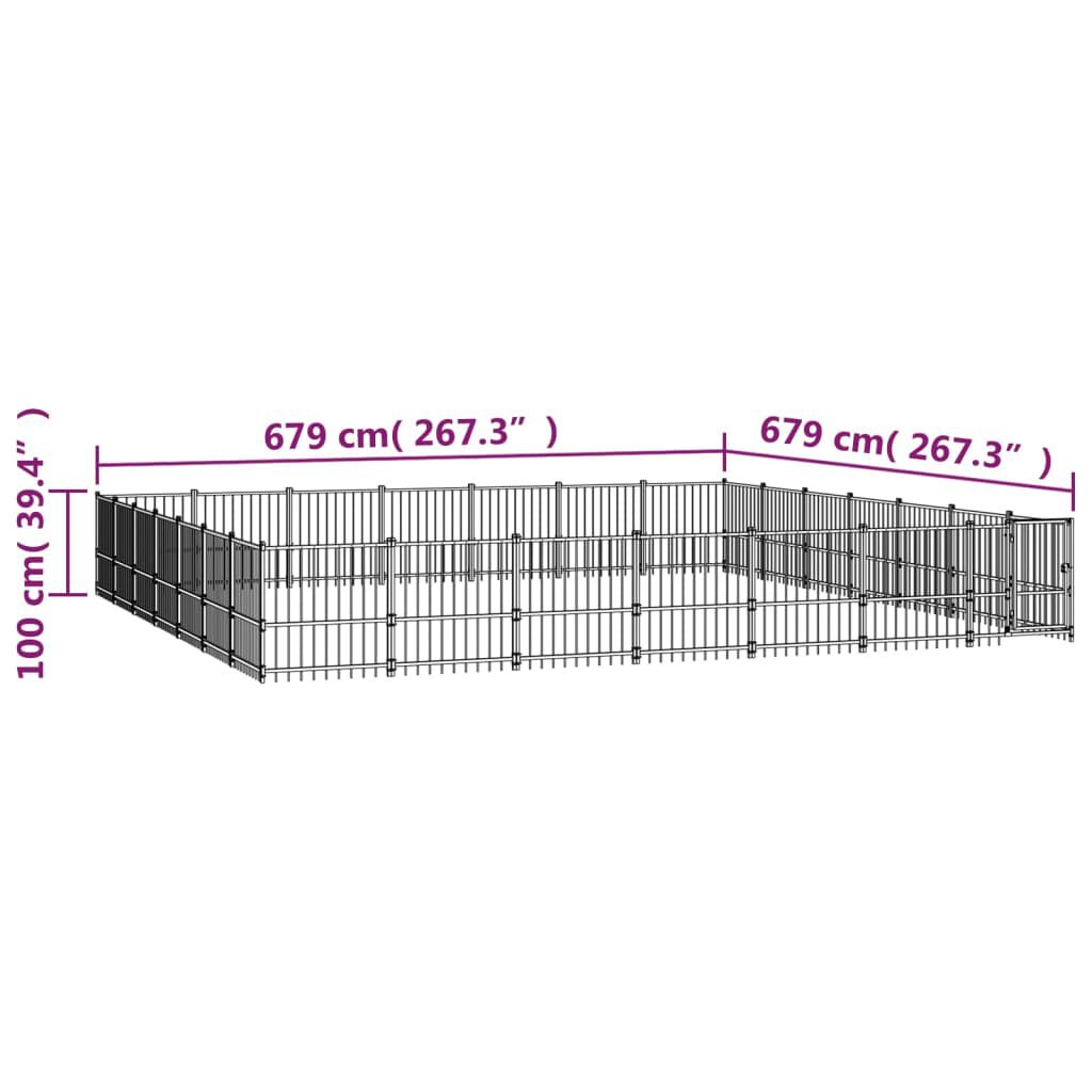 vidaXL Κλουβί Σκύλου Εξωτερικού Χώρου 46,1 μ² από Ατσάλι