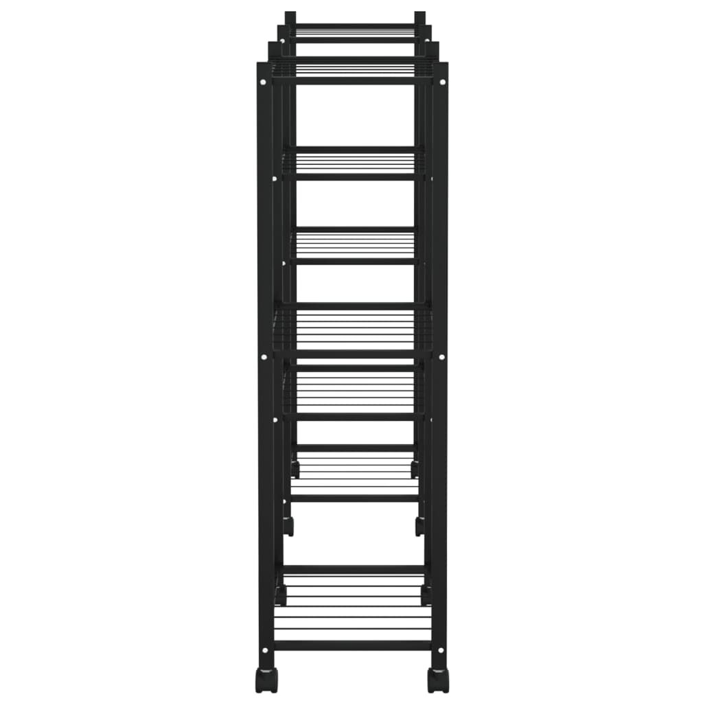 vidaXL Βάση Λουλουδιών με Ρόδες 83 x 25 x 83,5 εκ. Μαύρη Σιδερένια