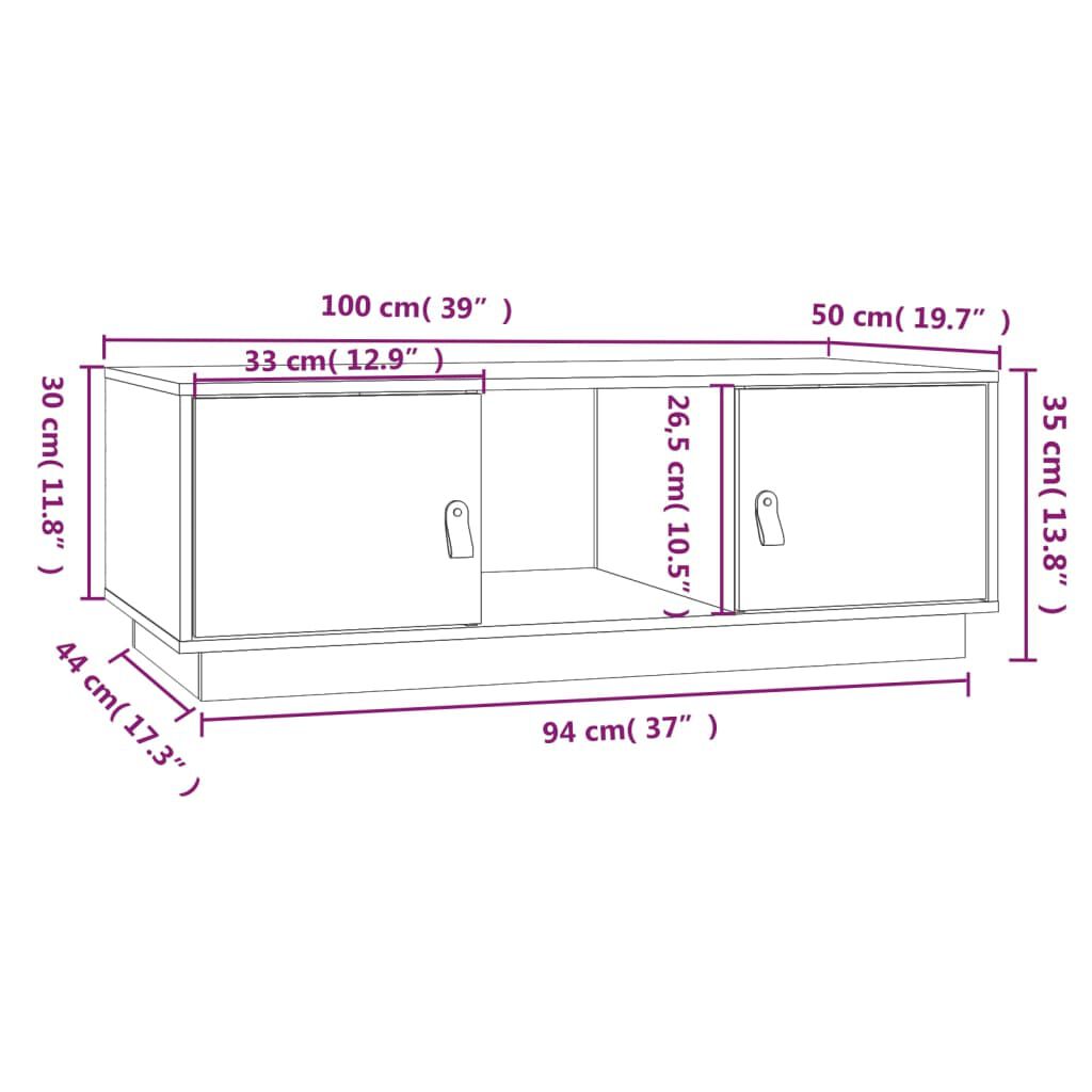 vidaXL Τραπεζάκι Σαλονιού Καφέ Μελί 100x50x35 εκ. Μασίφ Ξύλο Πεύκου