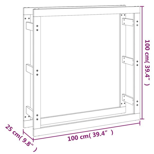 vidaXL Ραφιέρα Καυσόξυλων 100x25x100 εκ. από Μασίφ Ξύλο Πεύκου