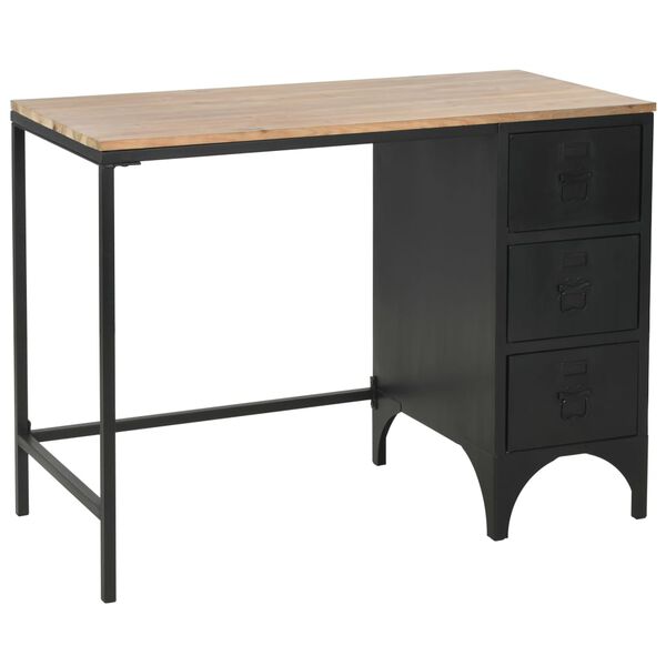 vidaXL Γραφείο με Συρτάρια 100 x 50 x 76 εκ. Μασίφ Ξύλο Ελάτης/Ατσάλι