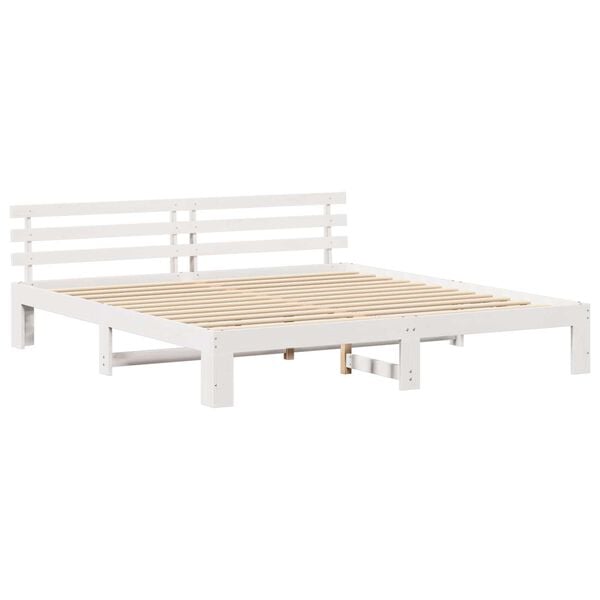 vidaXL Σκελετός Κρεβατιού Λευκό 180 x 200 cm Μασίφ ξύλο πεύκου