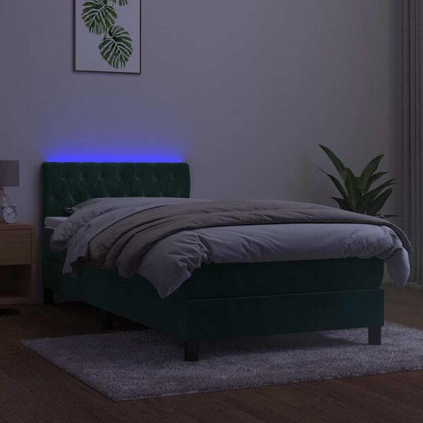 vidaXL &Kappa;&rho;&epsilon;&beta;ά&tau;&iota; Boxspring &mu;&epsilon; &Sigma;&tau;&rho;ώ&mu;&alpha; & LED &Sigma;&kappa;. &Pi;&rho;ά&sigma;&iota;&nu;&omicron; 90x200 &epsilon;&kappa; &Beta;&epsilon;&lambda;&omicron;ύ&delta;&omicron;