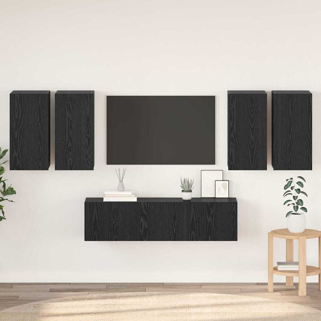 vidaXL Σετ επίπλου τηλεόρασης 6 pcs Μαύρη δρυς 60 x 30 x 30 cm