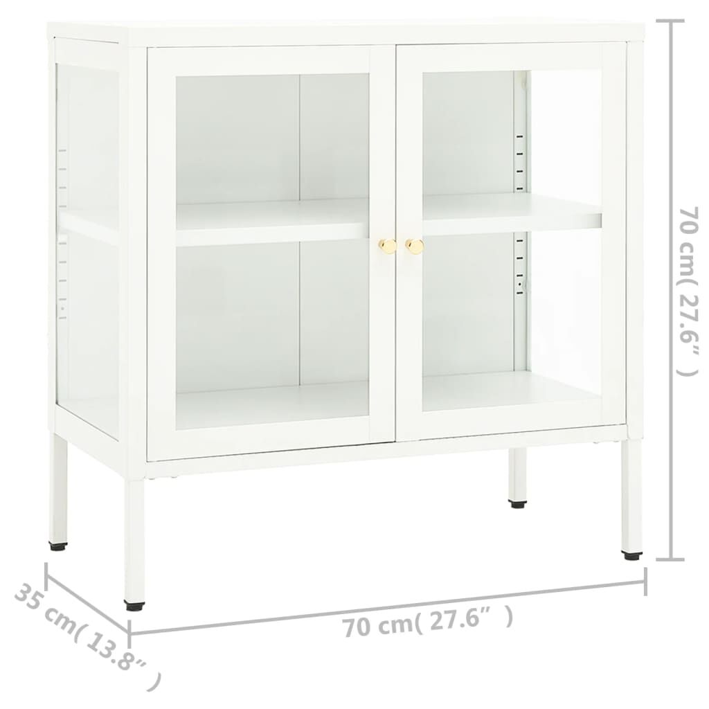 vidaXL Μπουφές Λευκός 70 x 35 x 70 εκ. από Ατσάλι και Γυαλί