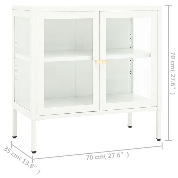 vidaXL Μπουφές Λευκός 70 x 35 x 70 εκ. από Ατσάλι και Γυαλί