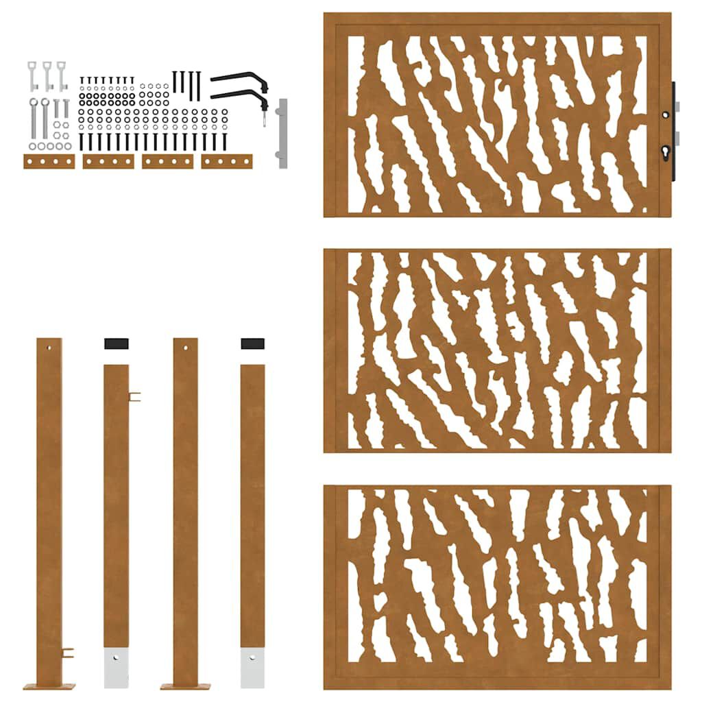 vidaXL Πύλη κήπου 105x155 cm από διαβρωμένο χάλυβα με σχέδιο ίχνος