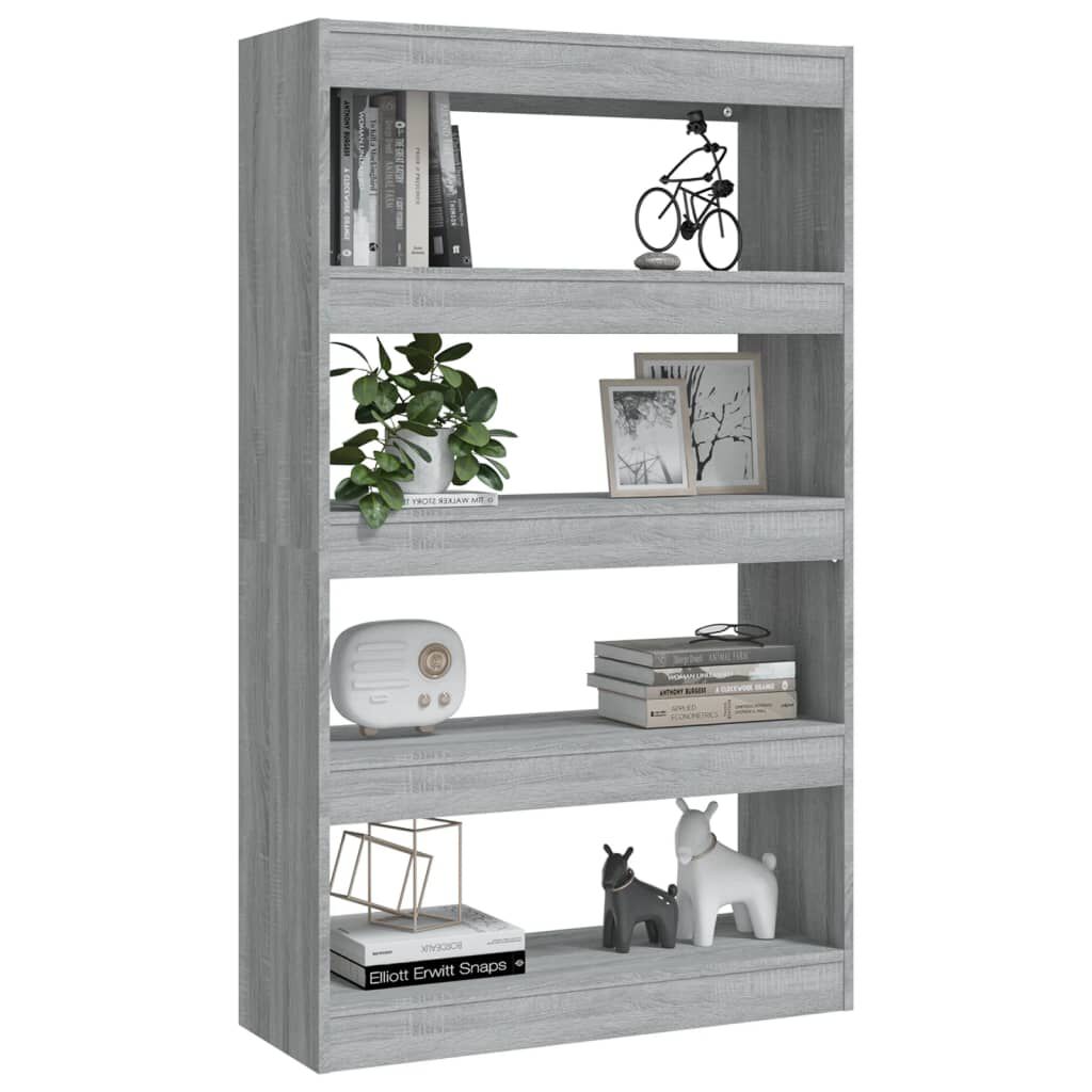vidaXL Βιβλιοθήκη/Διαχωρ. Χώρου Γκρι Sonoma 80x30x135 εκ Επεξεργ. Ξύλο