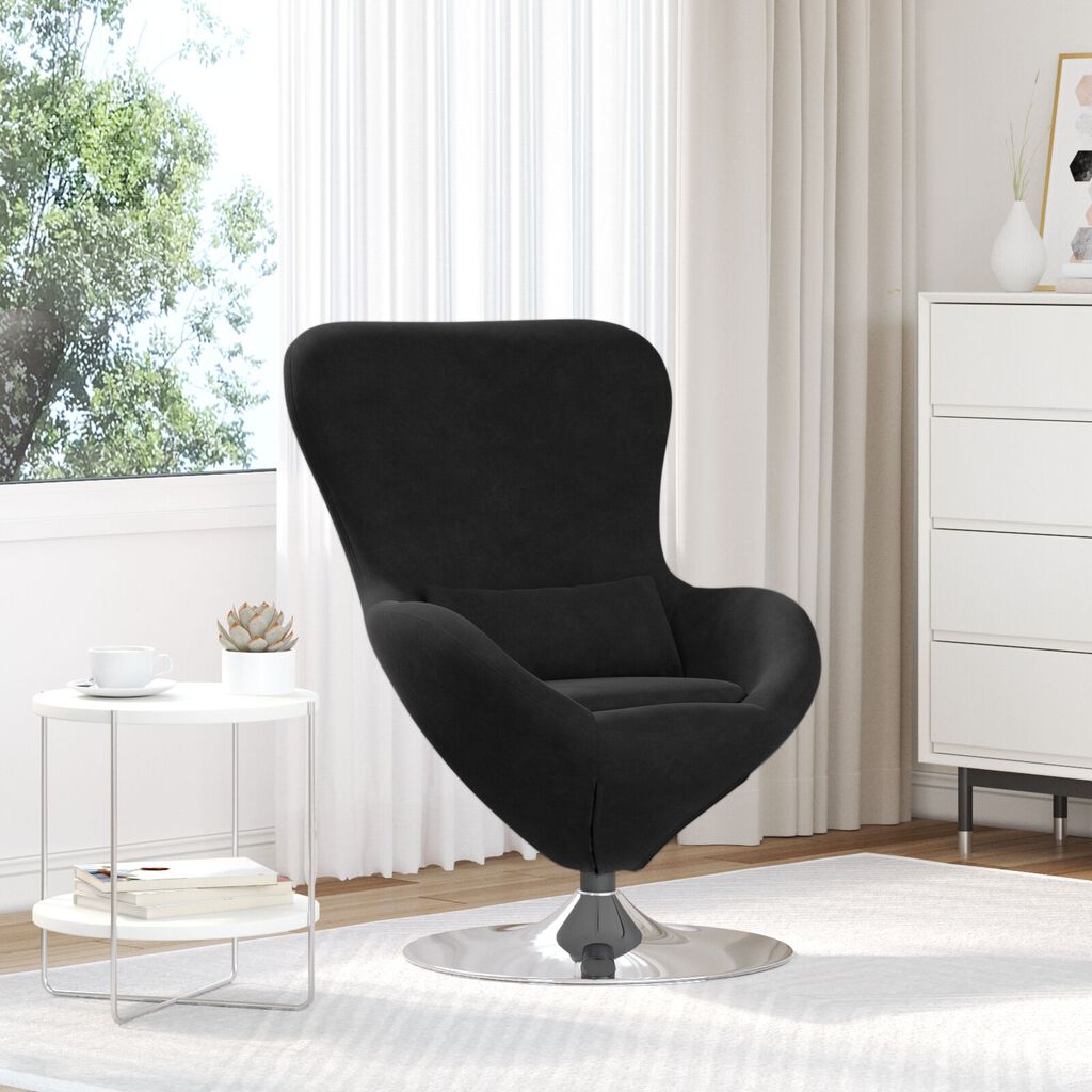 vidaXL Πολυθρόνα Αυγού Black Velvet