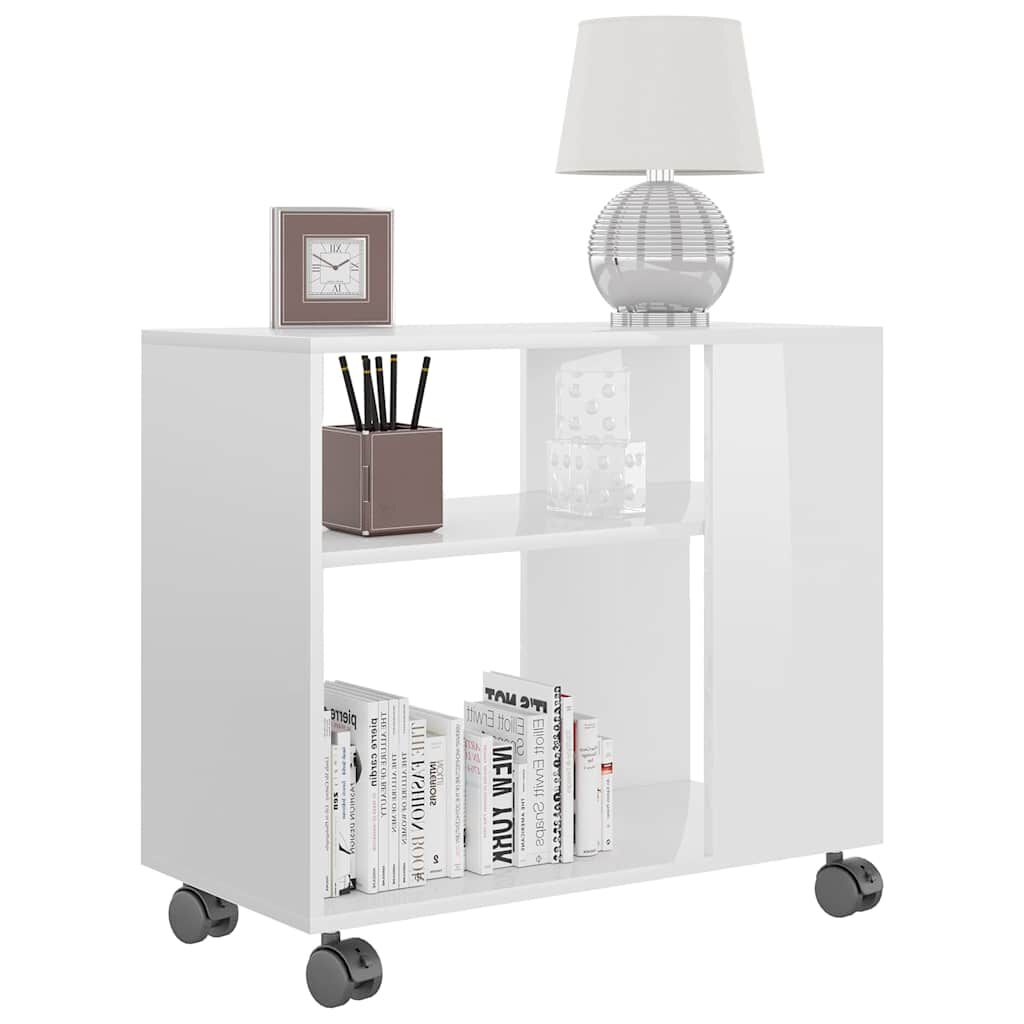 vidaXL Τραπέζι Βοηθητικό Γυαλιστ.Λευκό 70x35x55 εκ. Επεξεργασμένο Ξύλο