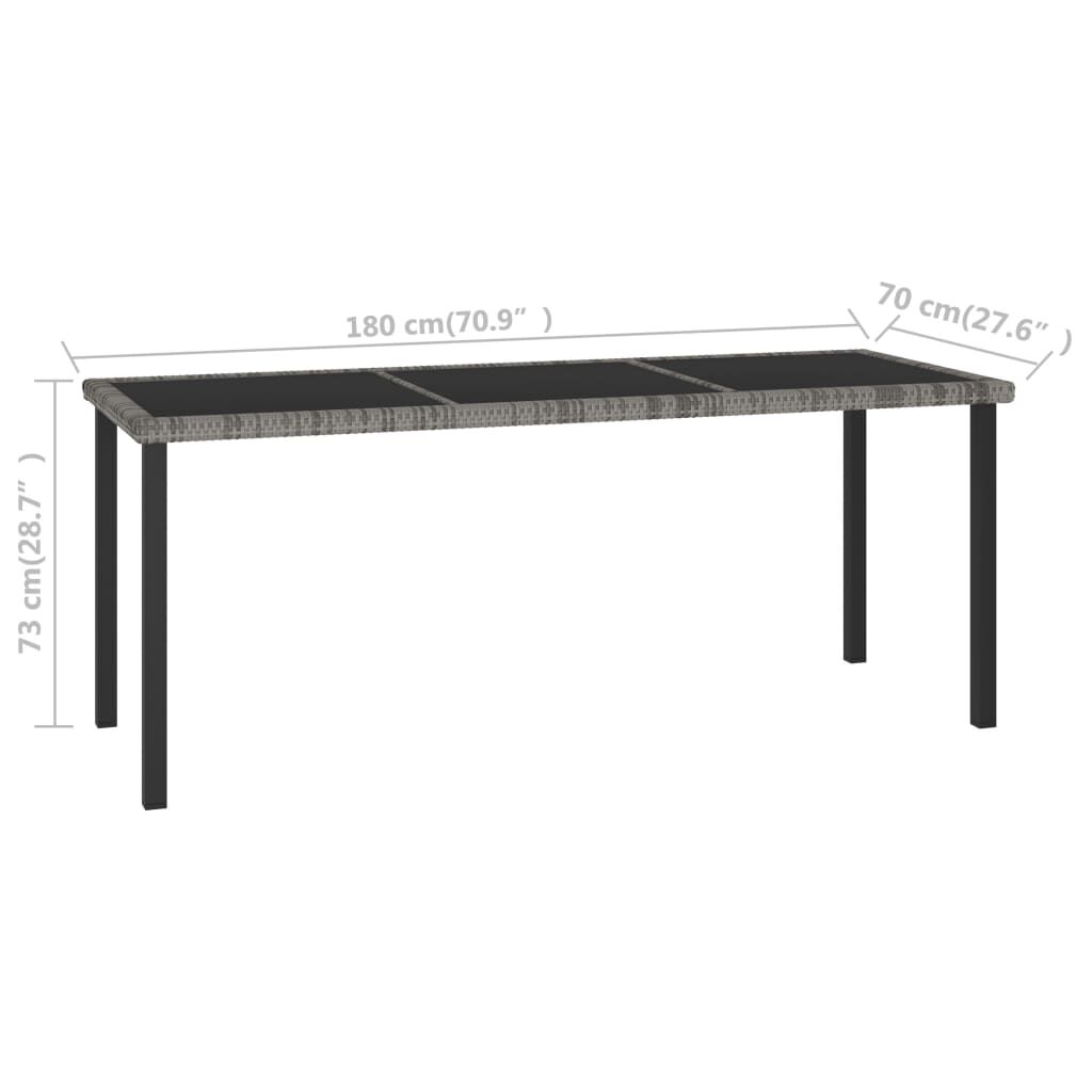 vidaXL Τραπεζαρία Κήπου Γκρι 180 x 70 x 73 εκ. από Συνθετικό Ρατάν