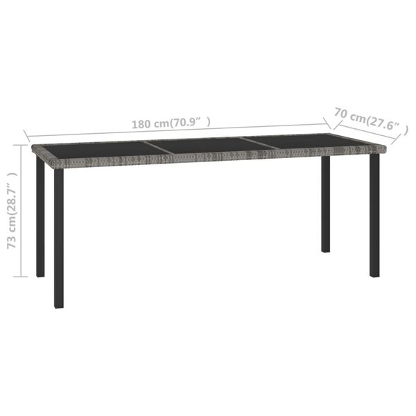 vidaXL Τραπεζαρία Κήπου Γκρι 180 x 70 x 73 εκ. από Συνθετικό Ρατάν
