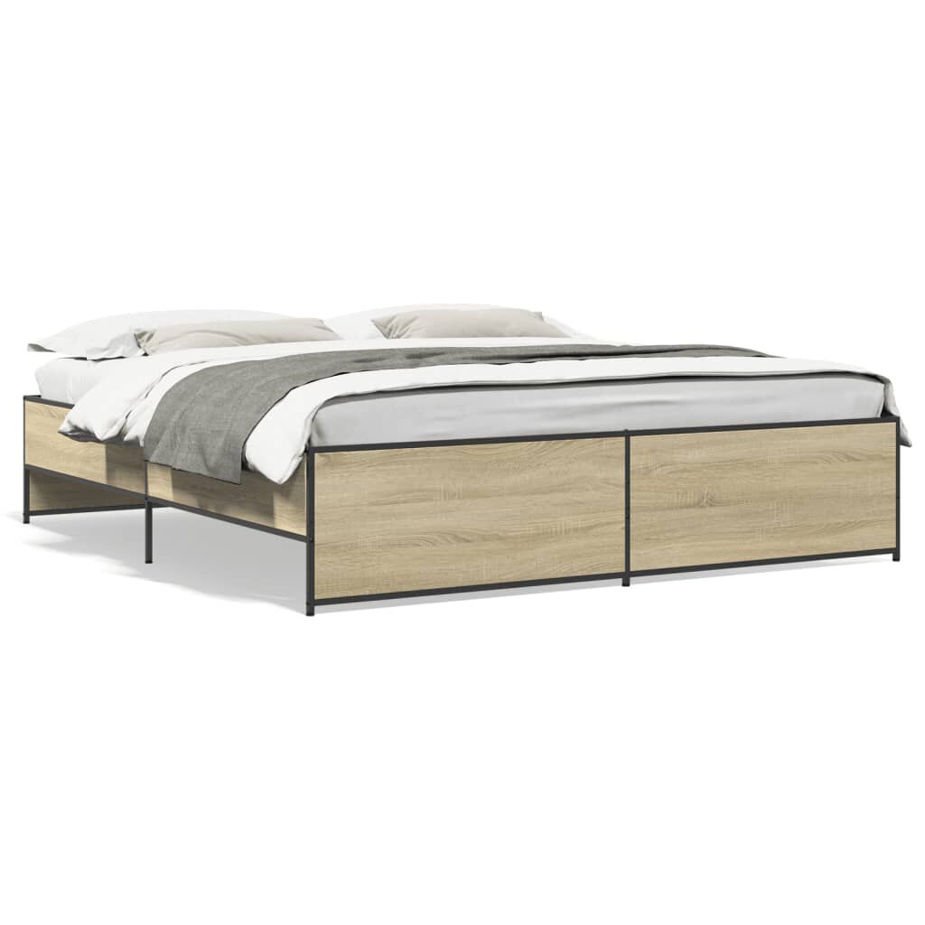 vidaXL Πλαίσιο Κρεβατιού Sonoma Δρυς 180x200 εκ. Επεξ. Ξύλο & Μέταλλο