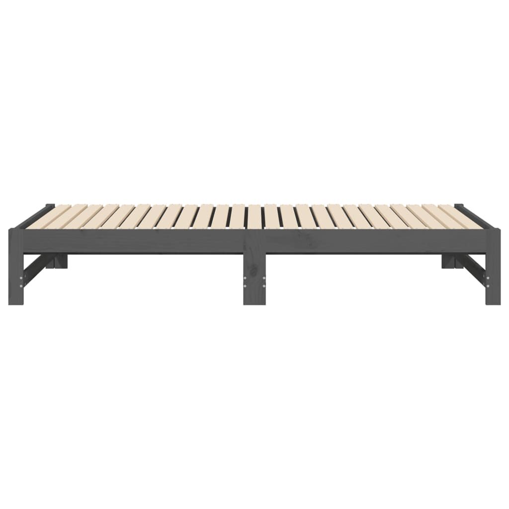 vidaXL Καναπές Κρεβάτι Συρόμενος Γκρι 2x(90x190) εκ. Μασίφ Ξύλο Πεύκου