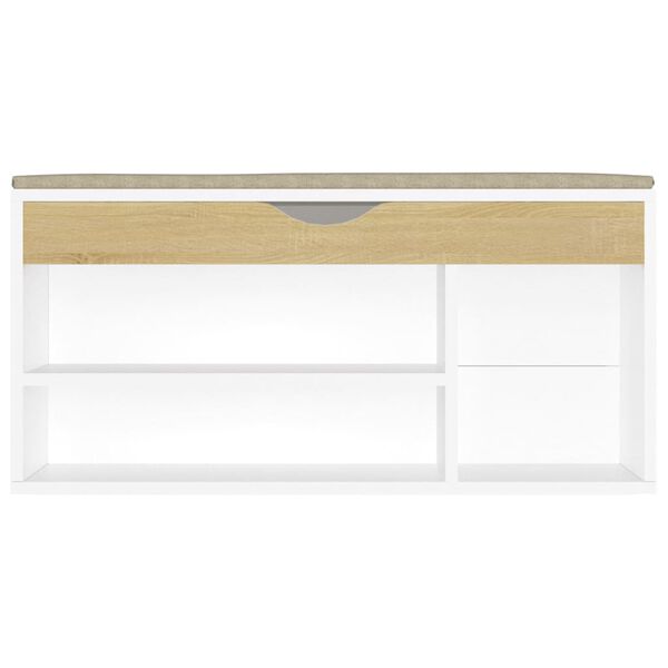 vidaXL Παπουτσοθήκη Λευκή/Sonoma Δρυς 104x30x49εκΕπεξ. Ξύλο & Μαξιλάρι